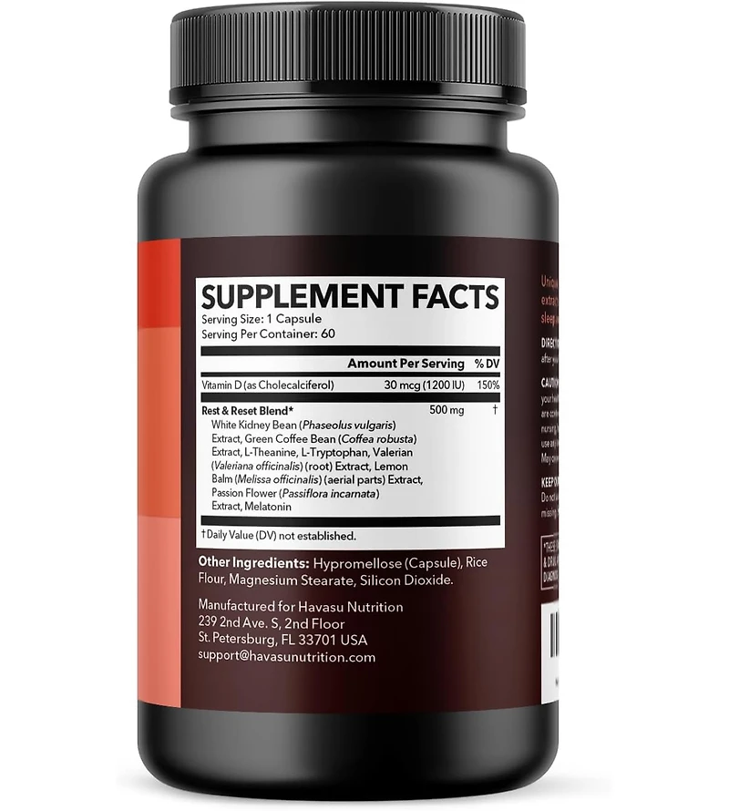 Night Time Fat Burner + Melatonin Capsules, Pm Burner and Night Suport, Havasu Nutrition, 60ct