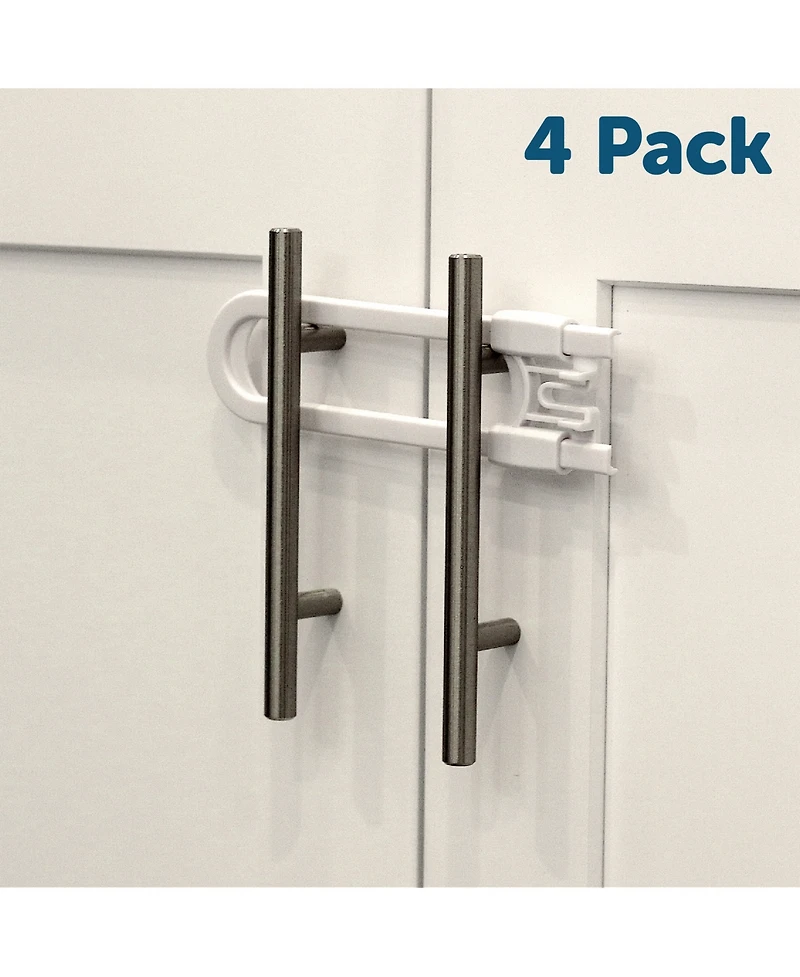 Jool Baby Toddler Sliding Cabinet Locks, U Shape, for Knobs, Handles, Doors - Baby Safety Set - 4 Pack