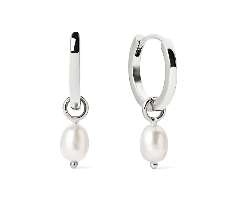Ana Luisa Pearl Huggie Hoops - Frida Silver
