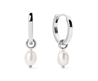 Ana Luisa Pearl Huggie Hoops - Frida Silver
