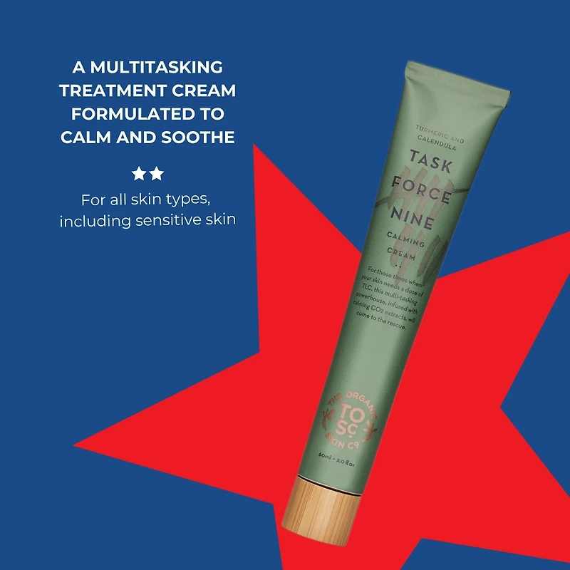 The Organic Skin Co Task Force Nine Calming Cream & Organic Face Moisturizer | Calming Calendula Cream For Sensitive & Irritated Skin | For Men and Wo