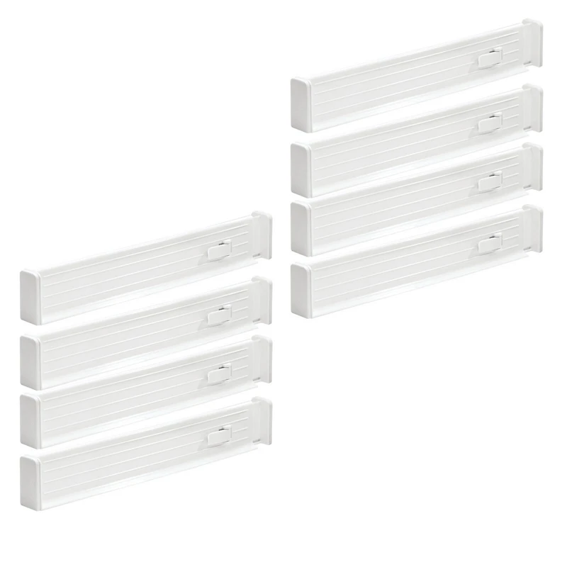 mDesign Expandable Dresser Drawer Divider with Foam Ends - 8 Pack - Gray/Black