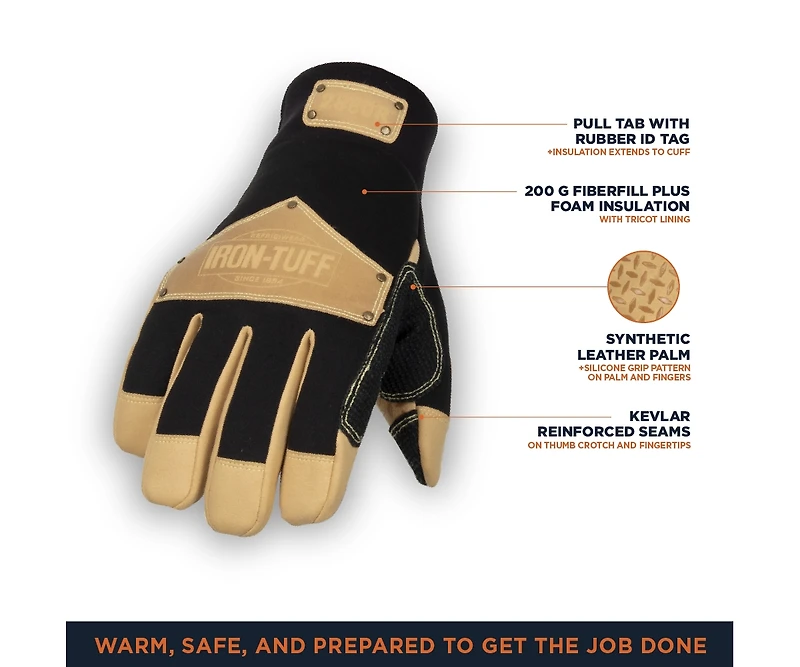 RefrigiWear Men's Iron-Tuff Insulated Leather Gloves