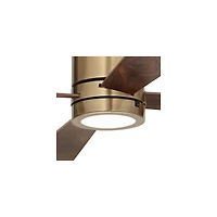 52" Casa Vieja Revue Modern Indoor Hugger Ceiling Fan with Led Light Remote Control Bronze Soft Brass Walnut Opal Glass for Living Room Kitchen H