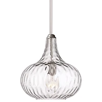 360 Lighting Cora Brushed Nickel Mini Pendant Light 11" Wide Modern Clear Textured Glass Shade for Dining Room House Foyer Kitchen Island Entrywa