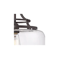 Franklin Iron Works Charleston Bronze Brown Small Pendant Light 13.5" Wide Farmhouse Industrial Rustic Clear Glass Shade Dining Room House Bedroom Ent