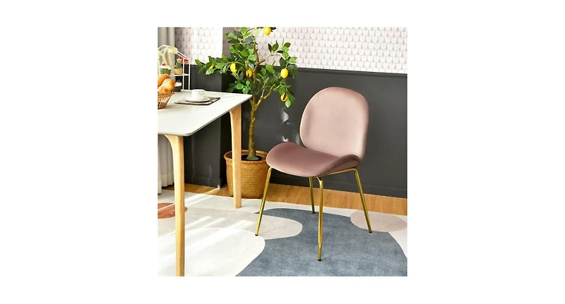 Set of 2 Velvet Accent Chairs with Gold Metal Legs