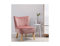 Modern Armless Velvet Accent Chair with Wood Legs