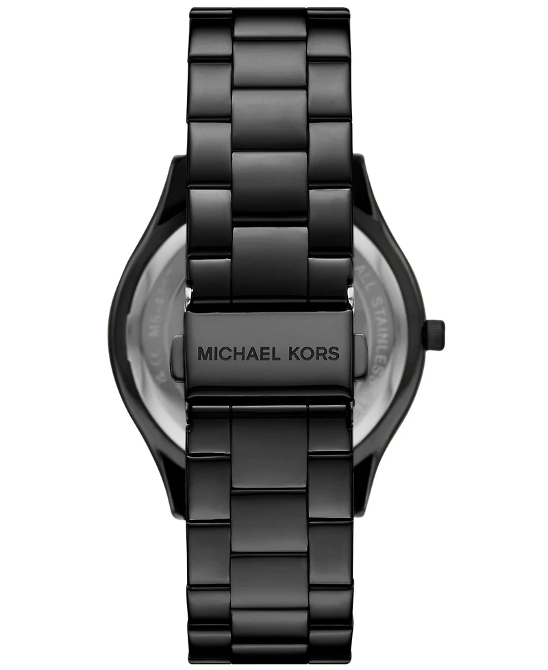Michael Kors Women's Slim Runway Three-Hand Black Stainless Steel Watch 42mm