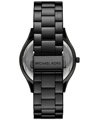 Michael Kors Women's Slim Runway Three-Hand Black Stainless Steel Watch 42mm