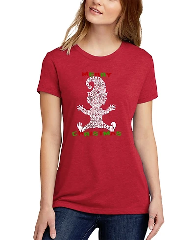 La Pop Art Women's Christmas Elf Premium Blend Word Short Sleeve T-shirt