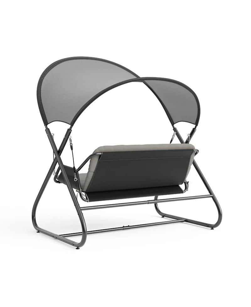 Furniture of America 74.75" Steel Swing Bench with Mesh Canopy Cushions