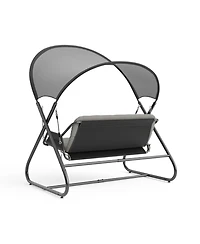 Furniture of America 74.75" Steel Swing Bench with Mesh Canopy Cushions