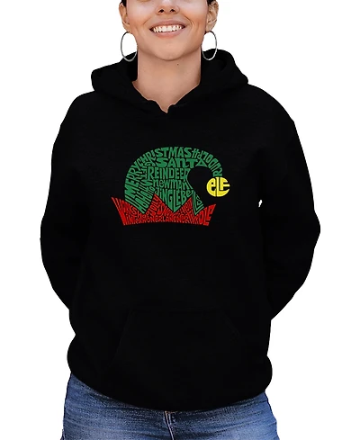 La Pop Art Women's Christmas Elf Hat Word Hooded Sweatshirt