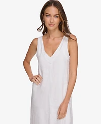 Dkny Linen V-Neck Maxi Dress