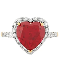 Grown With Love Lab Grown Ruby (5-1/3 ct. t.w.) & Lab Grown Diamond (1/3 ct. t.w.) Heart Halo Ring in 14k Gold