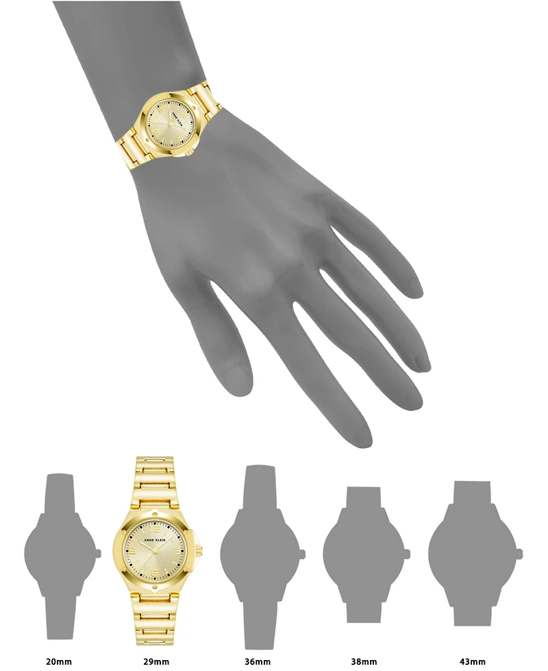 Anne Klein Women's Quartz Gold-Tone Alloy Bracelet Watch, 29mm