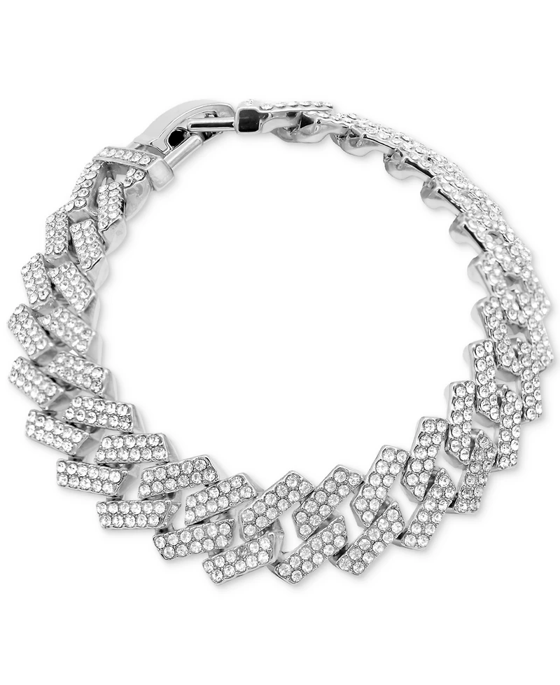 Adornia Rhodium-Plated Pave Cuban Chain Link Bracelet