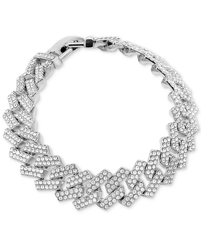 Adornia Rhodium-Plated Pave Cuban Chain Link Bracelet