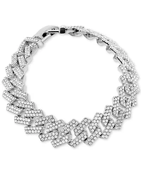 Adornia Rhodium-Plated Pave Cuban Chain Link Bracelet