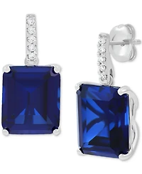 Grown With Love Lab Emerald (10 ct. t.w.) & Diamond (1/10 Drop Earrings 14k Gold