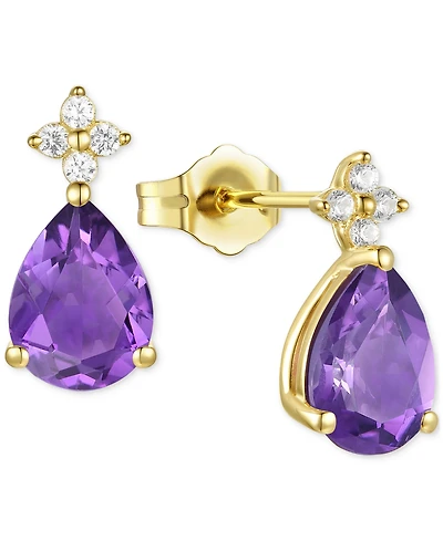 Morganite (1-3/4 ct. t.w.) & Lab-Grown White Sapphire (1/8 Pear Stud Earrings 14k Gold-Plated Sterling Silver (Also Additional Gemston