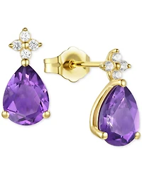 Morganite (1-3/4 ct. t.w.) & Lab-Grown White Sapphire (1/8 Pear Stud Earrings 14k Gold-Plated Sterling Silver (Also Additional Gemston