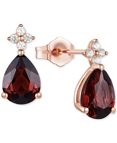 Morganite (1-3/4 ct. t.w.) & Lab-Grown White Sapphire (1/8 Pear Stud Earrings 14k Gold-Plated Sterling Silver (Also Additional Gemston