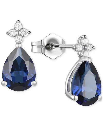 Morganite (1-3/4 ct. t.w.) & Lab-Grown White Sapphire (1/8 ct. t.w.) Pear Stud Earrings in 14k Gold-Plated Sterling Silver (Also in Additional Gemston