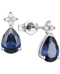 Morganite (1-3/4 ct. t.w.) & Lab-Grown White Sapphire (1/8 ct. t.w.) Pear Stud Earrings in 14k Gold-Plated Sterling Silver (Also in Additional Gemston