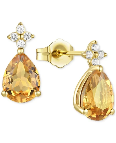 Morganite (1-3/4 ct. t.w.) & Lab-Grown White Sapphire (1/8 Pear Stud Earrings 14k Gold-Plated Sterling Silver (Also Additional Gemston