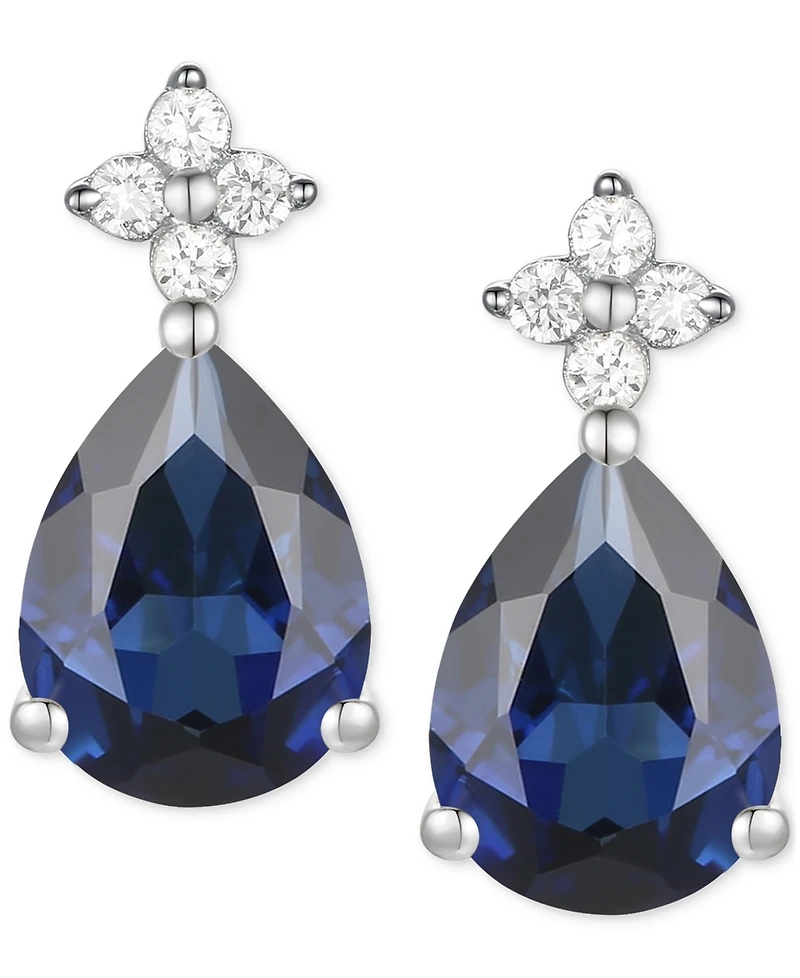Morganite (1-3/4 ct. t.w.) & Lab-Grown White Sapphire (1/8 ct. t.w.) Pear Stud Earrings in 14k Gold-Plated Sterling Silver (Also in Additional Gemston