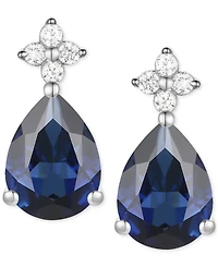 Morganite (1-3/4 ct. t.w.) & Lab-Grown White Sapphire (1/8 ct. t.w.) Pear Stud Earrings in 14k Gold-Plated Sterling Silver (Also in Additional Gemston