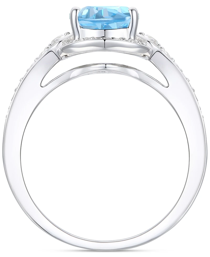 Amethyst (1-1/3 ct. t.w.) & Lab-Grown White Sapphire (1/4 Halo Ring 14k Gold-Plated Sterling Silver (Also Additional Gemstones)