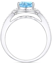 Amethyst (1-1/3 ct. t.w.) & Lab-Grown White Sapphire (1/4 Halo Ring 14k Gold-Plated Sterling Silver (Also Additional Gemstones)