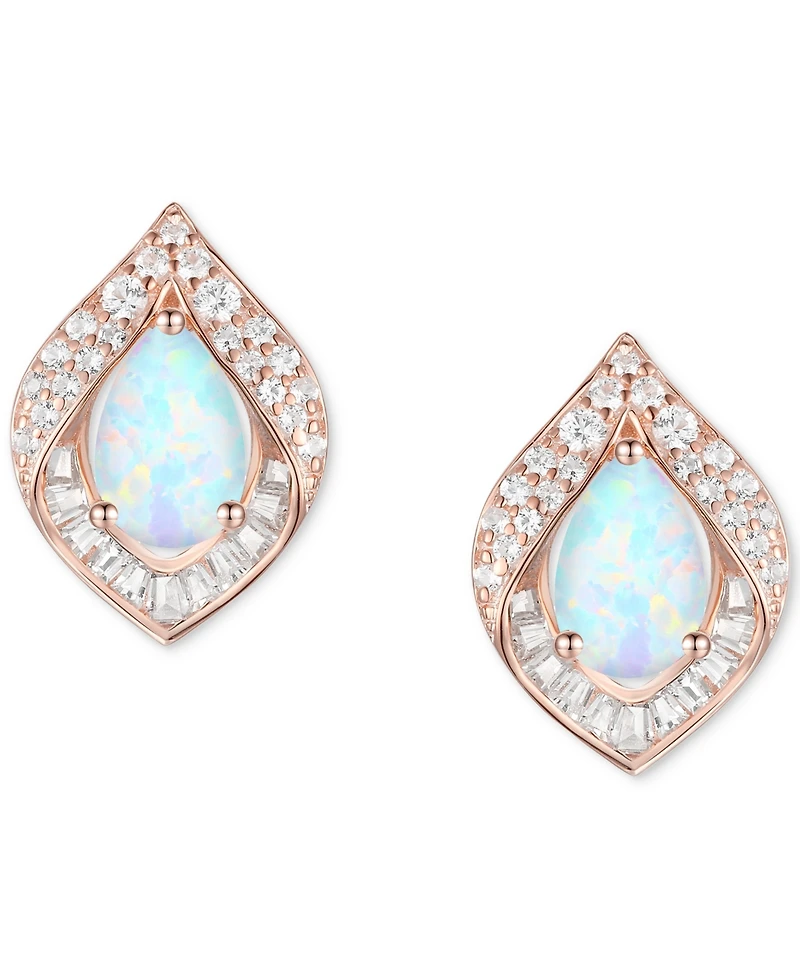 Amethyst (1-7/8 ct. t.w.) & Lab-Grown White Sapphire (1/5 Pear Halo Stud Earrings Sterling Silver (Also Additional Gemstones)