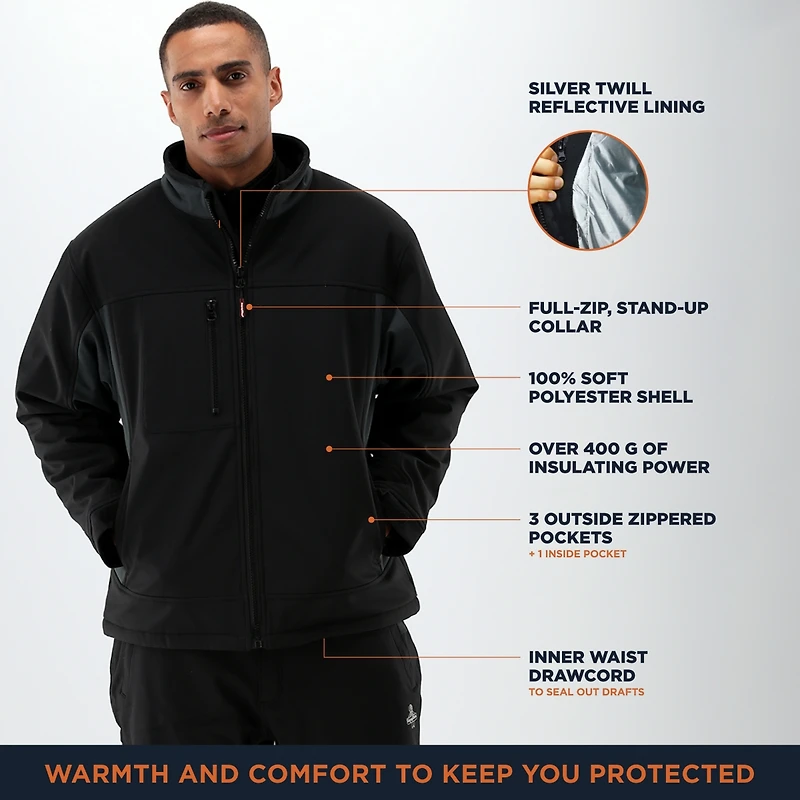 RefrigiWear Big & Tall Insulated Softshell Jacket - Warm Work Coat, Water-Repellent, Windproof, Flexible, Durable Cold-Weather Gear
