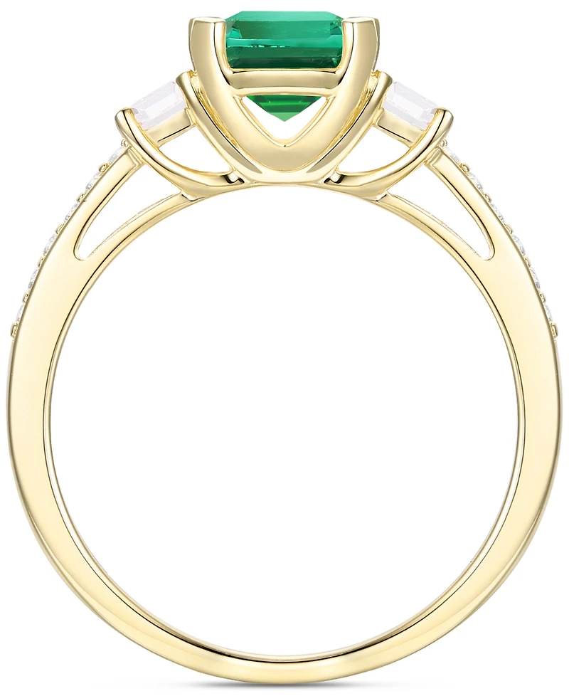 Lab-Grown Emerald (7/8 ct. t.w.) & Lab-Grown White Sapphire (1/3 ct. t.w.) in 14k Gold-Plated Sterling Silver