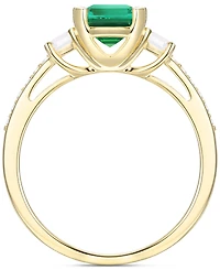 Lab-Grown Emerald (7/8 ct. t.w.) & Lab-Grown White Sapphire (1/3 ct. t.w.) in 14k Gold-Plated Sterling Silver