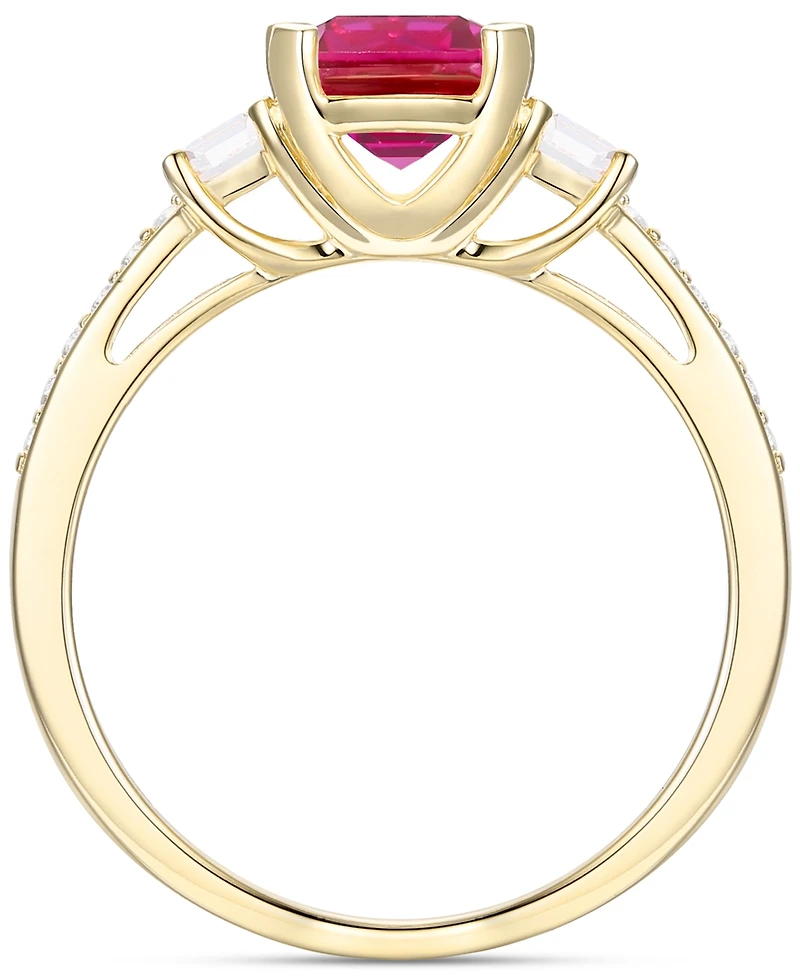 Lab-Grown Morganite (1-3/8 ct. t.w.) & Lab-Grown White Sapphire (1/3 ct. t.w.) Three Stone Ring in 14k Rose Gold-Plated Sterling Silver (Also in Addit