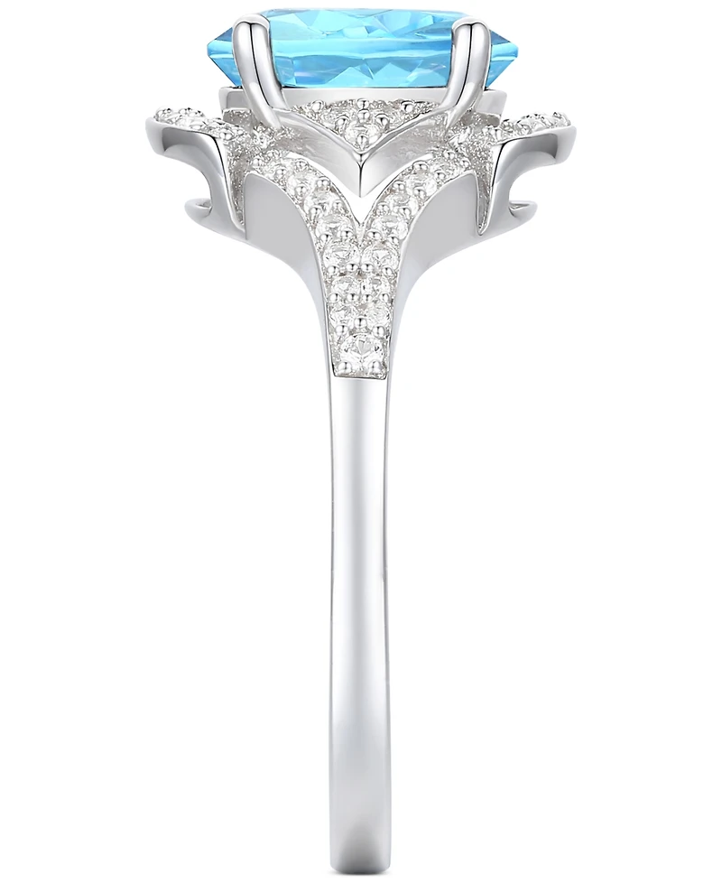 Amethyst (1-1/2 ct. t.w.) & Lab-Grown White Sapphire (1/4 Open Frame Ring 14k Gold-Plated Sterling Silver (Also Additional Gemstones)