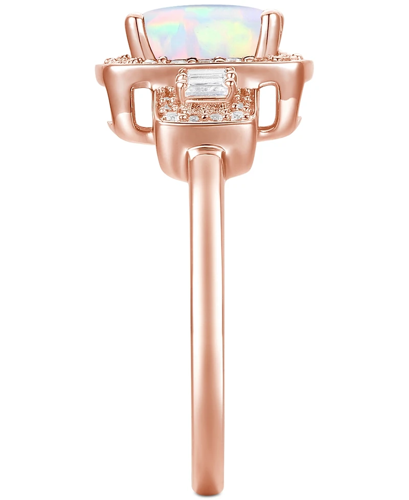 Lab-Grown Emerald (1 ct. t.w.) & White Sapphire (1/2 Halo Statement Ring 14k Gold-Plated Sterling Silver (Also Additional Ge