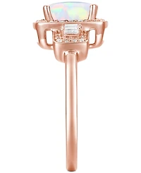 Lab-Grown Emerald (1 ct. t.w.) & White Sapphire (1/2 Halo Statement Ring 14k Gold-Plated Sterling Silver (Also Additional Ge