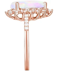 Lab-Grown Opal (7/8 ct. t.w.) & White Sapphire (5/8 Halo Ring 14k Rose Gold-Plated Sterling Silver (Also Ruby La