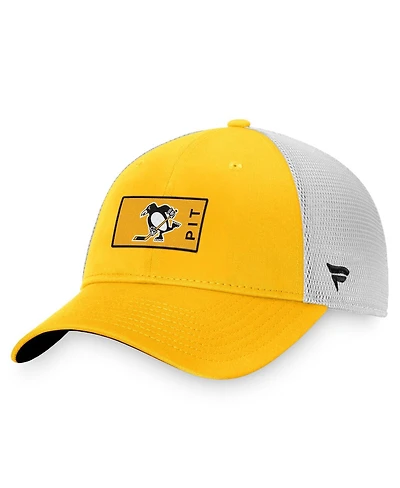 Men's Fanatics Gold, White Pittsburgh Penguins Authentic Pro Trucker Snapback Hat