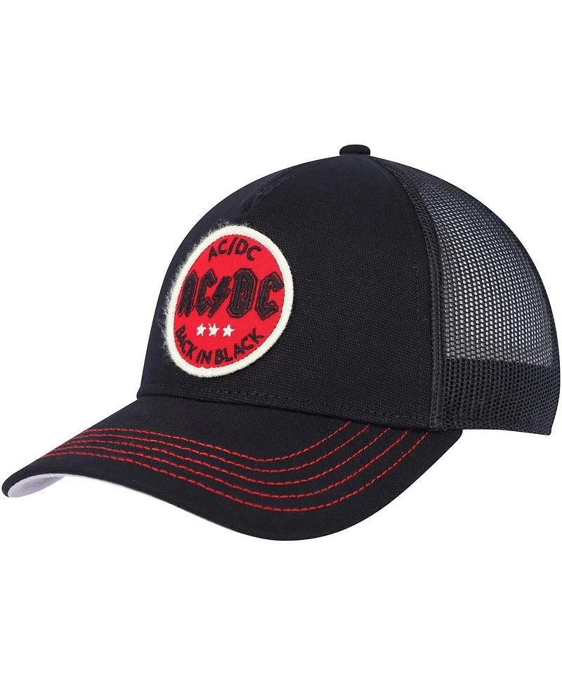 Men's American Needle Black Ac/Dc Valin Trucker Snapback Hat