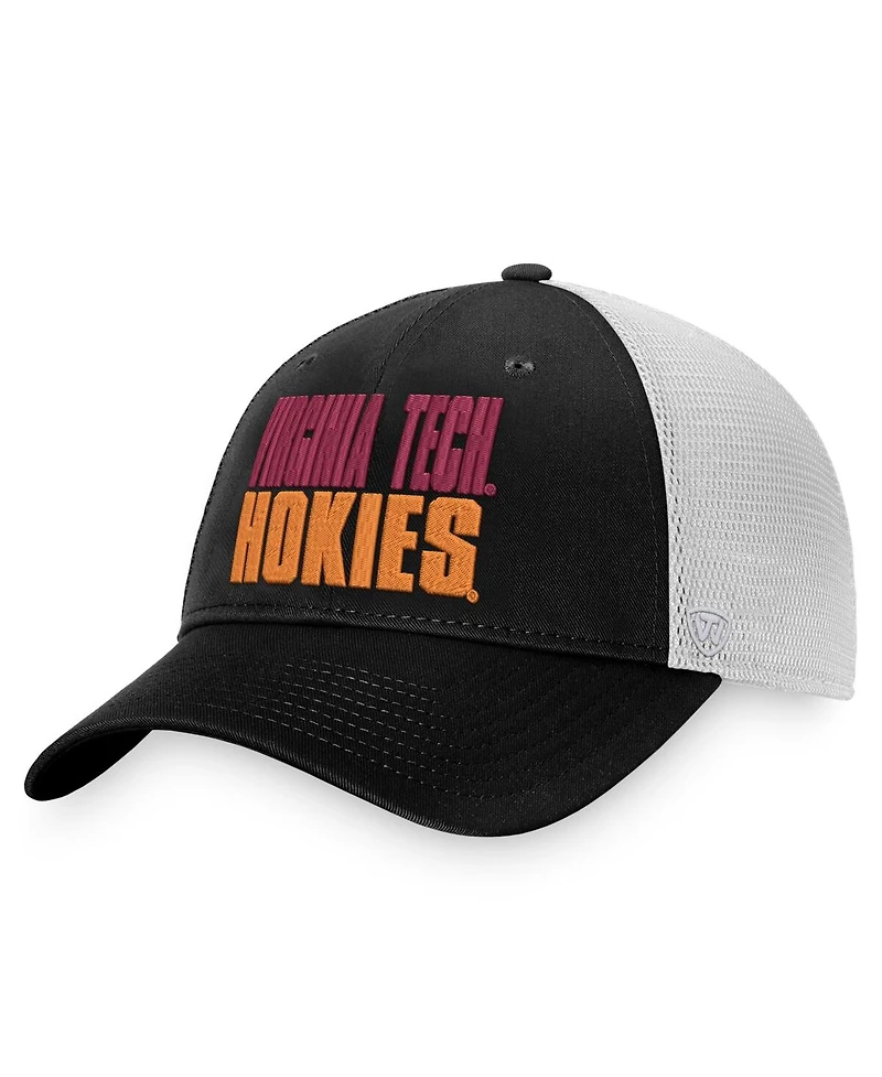 Men's Top of the World Black, White Virginia Tech Hokies Stockpile Trucker Snapback Hat