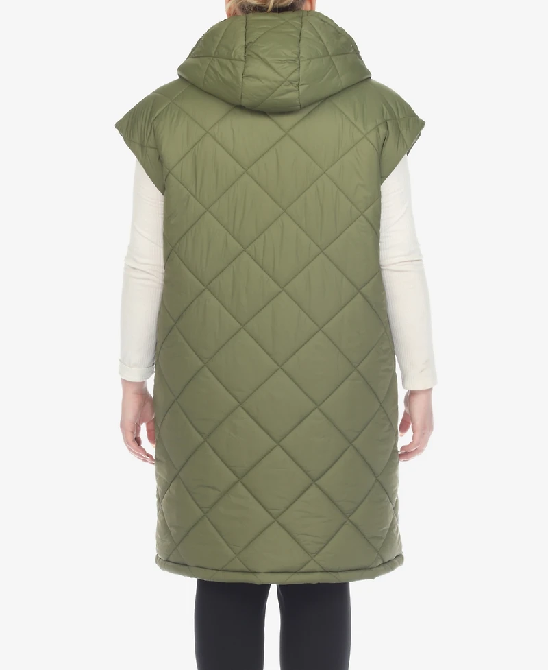 White Mark Plus Diamond Quilted Hooded Puffer Vest
