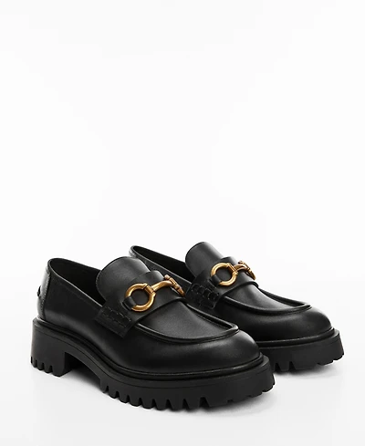 Mango Women's Track Sole Leather Moccasins