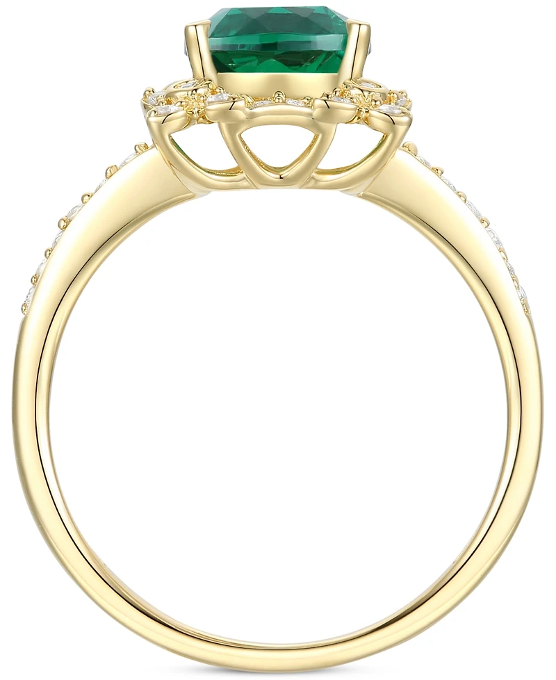 Amethyst (1-1/3 ct. t.w.) & Lab-Grown White Sapphire (1/4 Halo Ring 14k Gold-Plated Sterling Silver (Also Additional Gemstones)